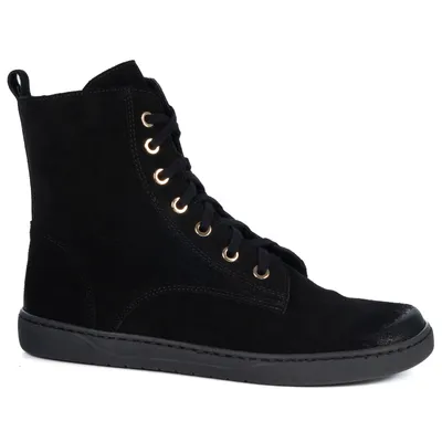 Buty damskie barefoot zimowe skórzane Olivier Liv 1303 ocieplane czarne nubuk