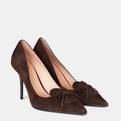 Love Moschino szpilki damskie zamszowe Scarpad.Spillo95 brązowe