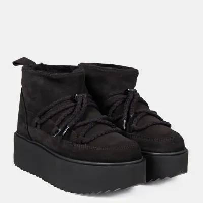 INUIKII śniegowce skórzane Classic Low Platform 75204-004 czarne