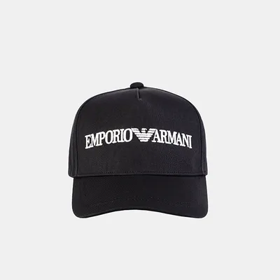 Emporio Armani Czapka z daszkiem z logo czarna