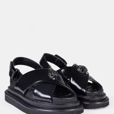 Kurt Geiger skórzane sandały damskie Orson Cross Strap 20289003090 czarne