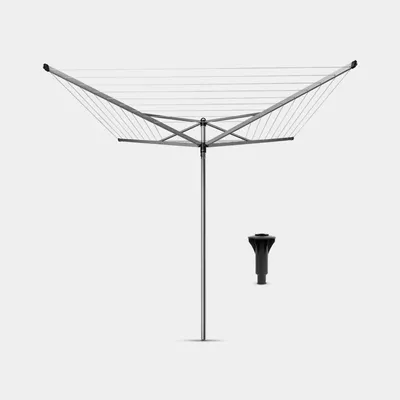 Brabantia - Suszarka ogrodowa Topspinner 50m, 4 ramiona, mocowanie z tworzywa (do betonu)