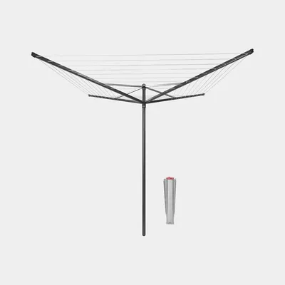 Brabantia - Suszarka ogrodowa Topspinner 50 m, 4 ramiona, mocowanie z tworzywa (do gruntu) Antracyt
