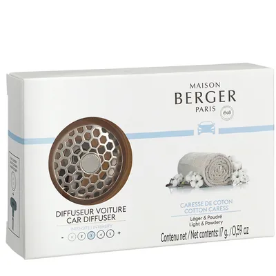 Maison Berger Paris - Dyfuzor do samochodu Honey comb  z wkładem zapachowym delikatna bawełna - cotton caress