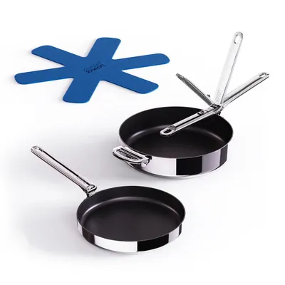Joseph Joseph - Zestaw 2 patelni non-stick ze składanymi uchwytami Space Steel