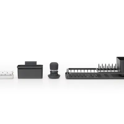 Brabantia - Zestaw do mycia i szuszenia naczyń SinkSide Dark Grey