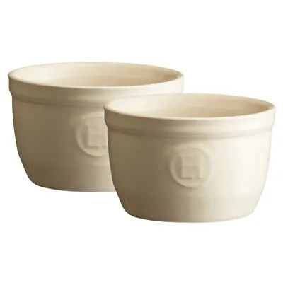 Emile Henry - Zestaw 2 miseczek do zapiekania Ramekin N°9 Kremowy