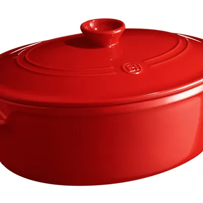 Emile Henry - Owalny garnek ceramiczny 6L Czerwony
