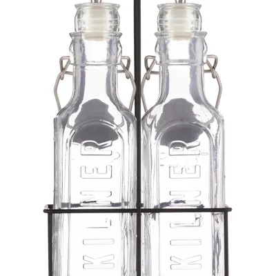 Kilner - Zestaw 2 butelek na ocet/oliwę 0,3 L + koszyk
