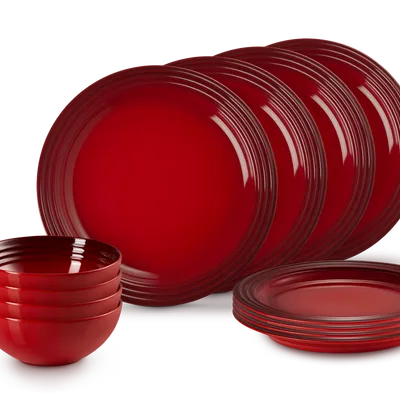 Le Creuset - 12-częściowy Zestaw Obiadowy wiśniowy
