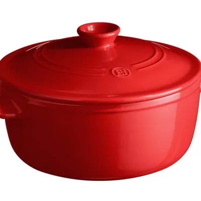 Emile Henry - Okrągły garnek ceramiczny 4L Czerwony