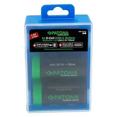 PATONA Premium 2x Akumulatory LR20 Mono D z USB-C OUTLET