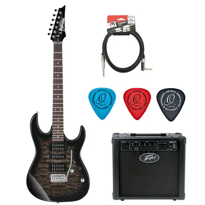 Zestaw gitara elektryczna Ibanez GRX70QA-TKS z combo gitarowym Peavey SOLO 12W i akcesoriami