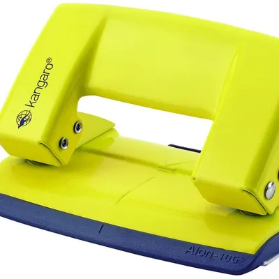 Dziurkacz Kangaro Aion-10G/S Dziurkuje Do 10 Kartek Metalowy W Pudełku PP Żółty