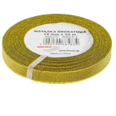 Wstążka Dekoracyjna 12mm x 22m Złota Brokat