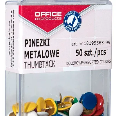 Pinezki Kolorowe Office Products W Pudełku 50Szt. Mix Kolorów