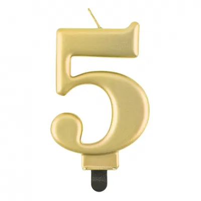 Świeczka B&C cyferka 5, metalik złota, 8,0 cm /GoDan
