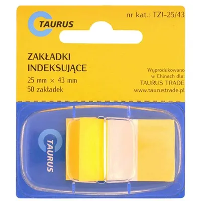 Zakładki Indeks. PP z Dyspenserem 25x43 A'50 Żółte /Taurus
