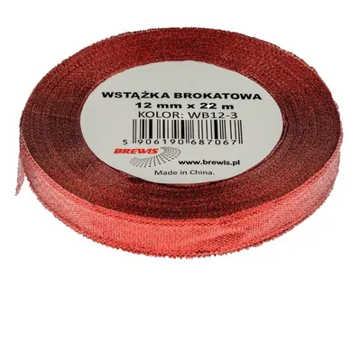 Wstążka Dekoracyjna 25mm x 22m Czerwona Brokat
