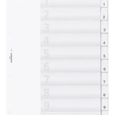 Przekładki A4 PP 1-10 Indeksy Zgrzane Przezroczyste /Durable 682119