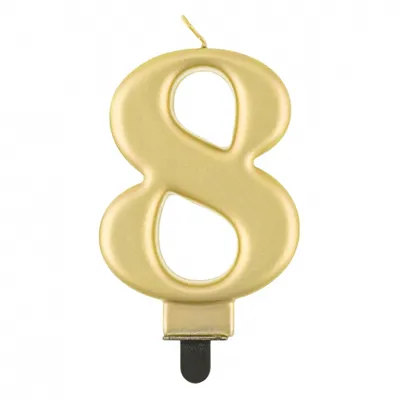 Świeczka B&C cyferka 8, metalik złota, 8,0 cm /GoDan