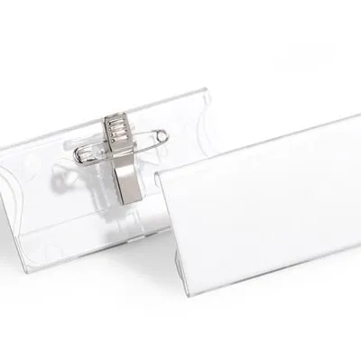 Identyfikator Akrylowy z Kombi-Klipem 40x75mm 25szt. Przezroczysty /Durable 812119