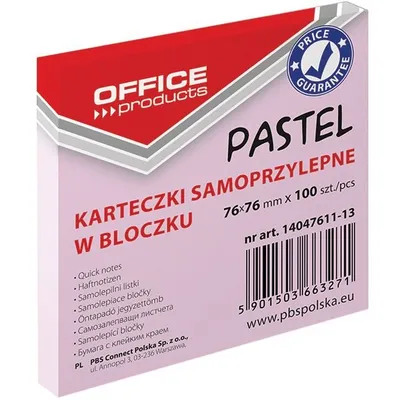 Bloczek Samoprzylepny 76x76 Różowy Pastel /Office Products