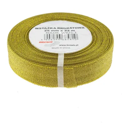 Wstążka Dekoracyjna 25mm x 22m Złota Brokat