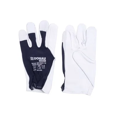 Rękawice Robocze Donau Safety Skóra Kozia Po Stronie Dłoni Ściągacz Rozm. 10/XL Biało-Granatowe /DONAU SAFETY