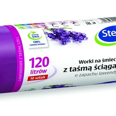 Worki Na Śmieci LDPE 120L A'10 z Taśmą Ściągającą Lawendowe /Stella