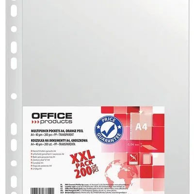 Koszulki Na Dokumenty Office Products PP A4 Groszkowe 40 mikr. 200Szt.