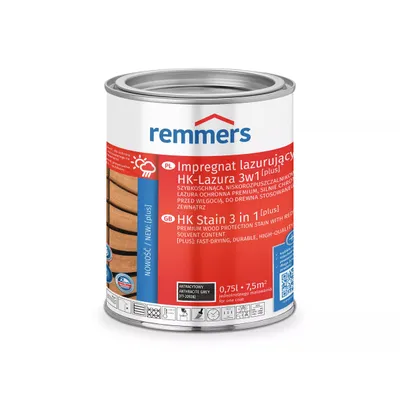 Remmers HK-Lazura 3w1 Plus Antracytowy 0,75 L – impregnat do drewna zewnętrznego