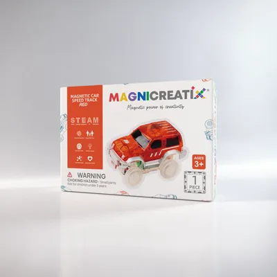 Klocki Magnetyczne SAMOCHÓD TOR WYŚCIGOWY CZERWONY MAGNICREATIX