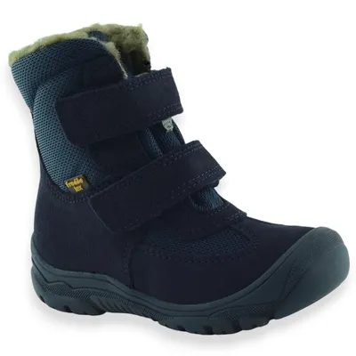 Śniegowce chłopięce buty zimowe skórzane Froddo G3160229 Linz Wool Tex High Granatowe