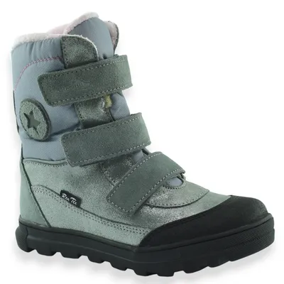 Buty dla dziewczynki śniegowce z membraną RenTex RenBut 32-4377-1375 Popiel Brokat