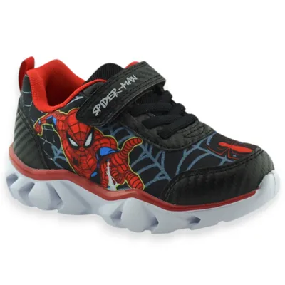 Chłopięce buty sportowe z podeszwą LED Spider Man Bartek 8701011 Czarno Czerwone
