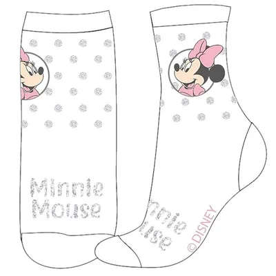 Skarpetki dziewczęce bawełniane z Myszką Minnie Disney Białe