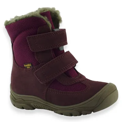 Śniegowce dla dziewczynki skórzane buty zimowe Froddo G3160229 Linz Wool Tex High Bordowe