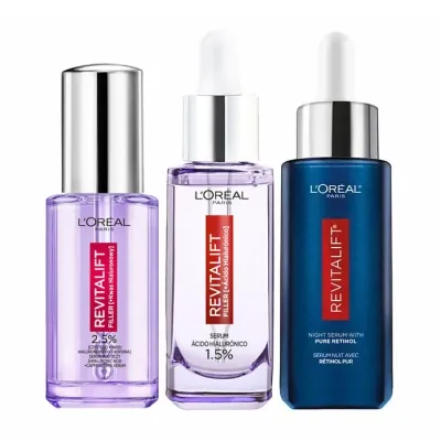 L'Oréal Paris Revitalift Filler serum pod oczy + serum hialuronowe + serum na noc