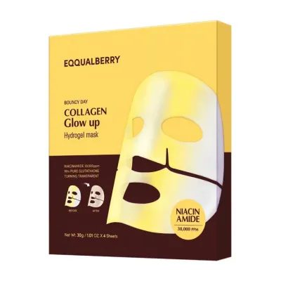 EQQUALBERRY Collagen Glow Up hydrożelowa maska do twarzy rozświetlająca 4 x 30 g