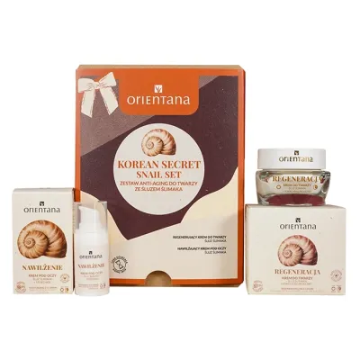 Orientana Korean Secret Snail Set zestaw kosmetyków anti-aging ze śluzem ślimaka do twarzy krem do twarzy 50 ml + krem pod oczy 15 ml