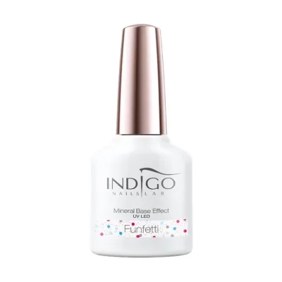 Indigo Mineral Base Effect lakier hybrydowy 3w1 mineralna baza z efektem Funfetti 7 ml