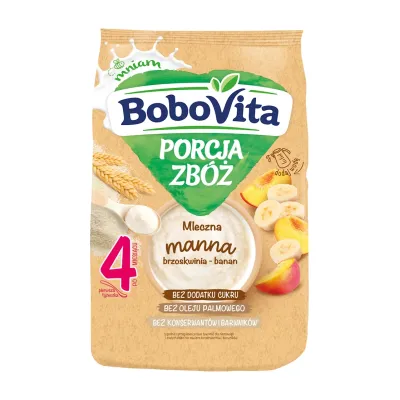 BoboVita Porcja Zbóż mleczna manna po 4 miesiącu Brzoskwinia-Banan 210 g