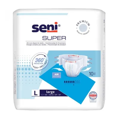 Seni Super pieluchomajtki dla dorosłych rozmiar L 10 sztuk