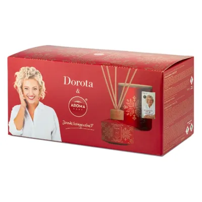 Aroma Home & Dorota zestaw prezentowy świeca zapachowa 150 g + patyczki zapachowe 100 ml Cynamonowy Wieczór