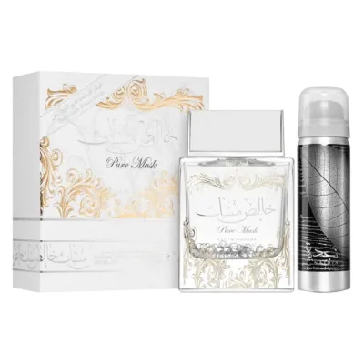 Lattafa Pure Musk woda perfumowana spray 100 ml + dezodorant spray 50 ml