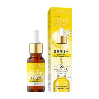 Eveline Cosmetics Super Duet serum do twarzy na przebarwienia 15% witamina C do skóry szarej 18 ml