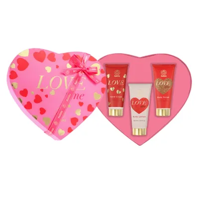 Aurora Love time Passion Fruit zestaw prezentowy peeling do ciała 100 ml + balsam do ciała 100 ml + krem do rąk 100 ml