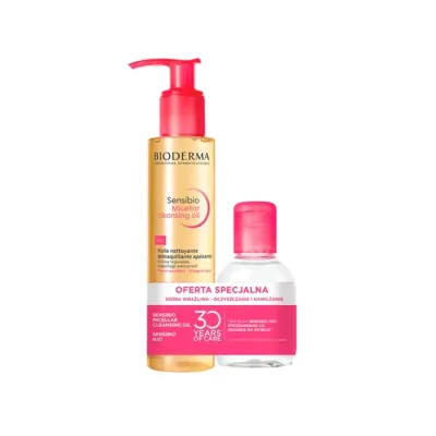 Bioderma Sensibio zestaw kosmetyków do oczyszczania cery wrażliwej płyn micelarny 100 ml + olejek 150 ml