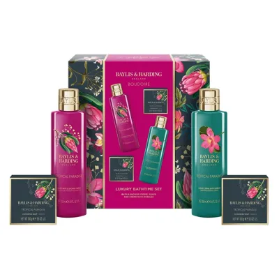 Baylis & Harding Boudoire zestaw prezentowy krem pod prysznic i do kąpieli 250 ml + pianka do kąpieli 250 ml + mydło w kostce 2 x 100 g